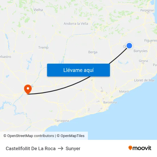 Castellfollit De La Roca to Sunyer map