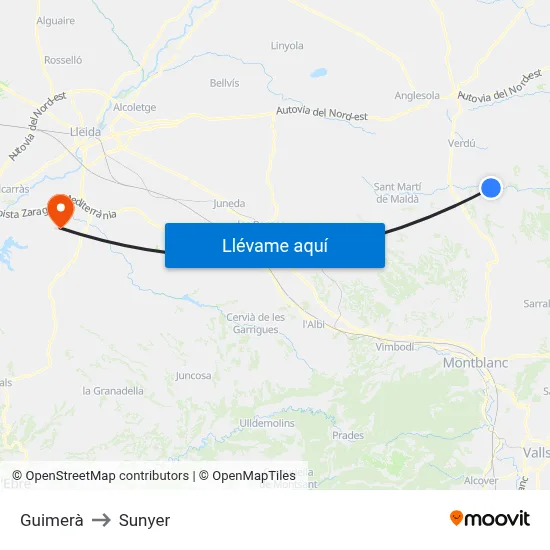 Guimerà to Sunyer map