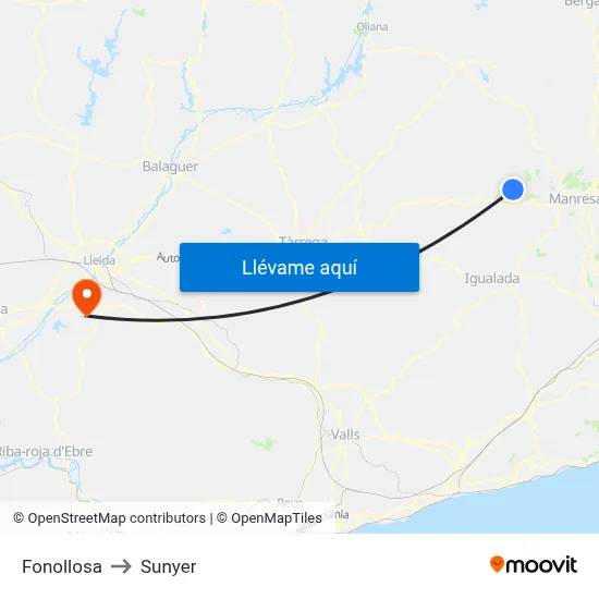 Fonollosa to Sunyer map