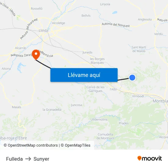 Fulleda to Sunyer map