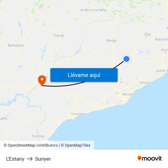 L'Estany to Sunyer map