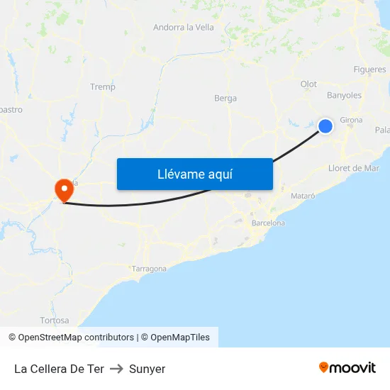 La Cellera De Ter to Sunyer map