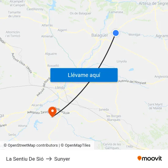 La Sentiu De Sió to Sunyer map