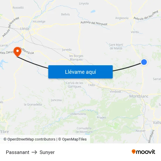 Passanant to Sunyer map