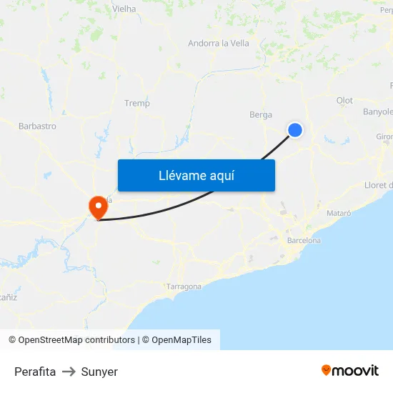 Perafita to Sunyer map