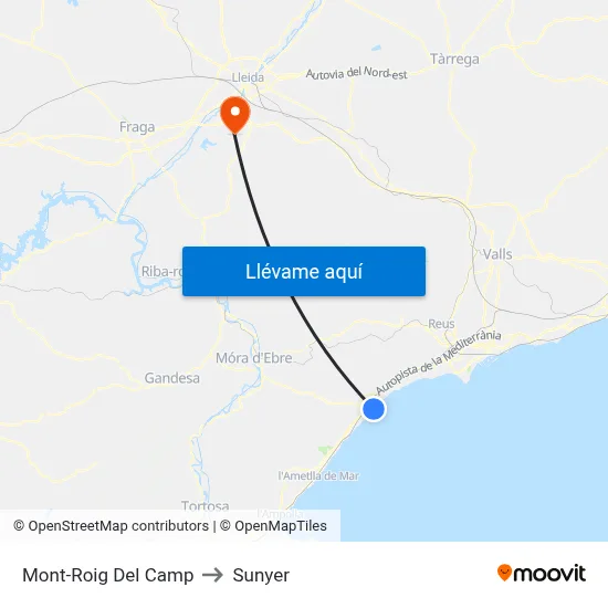 Mont-Roig Del Camp to Sunyer map