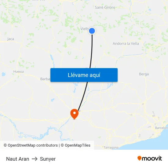 Naut Aran to Sunyer map
