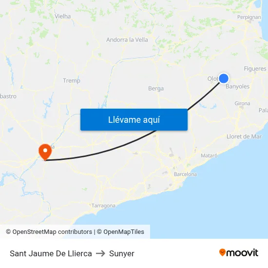Sant Jaume De Llierca to Sunyer map