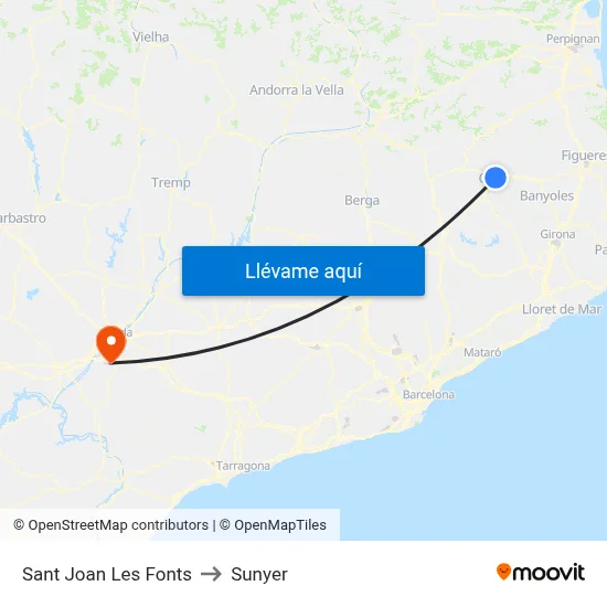 Sant Joan Les Fonts to Sunyer map