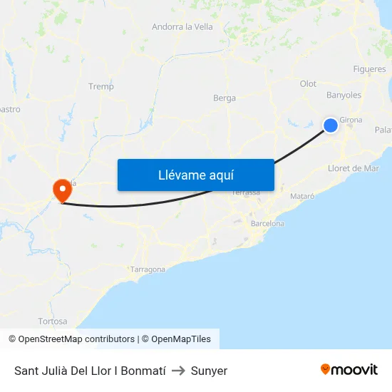Sant Julià Del Llor I Bonmatí to Sunyer map