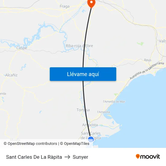 Sant Carles De La Ràpita to Sunyer map