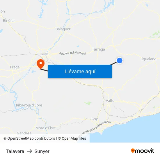 Talavera to Sunyer map