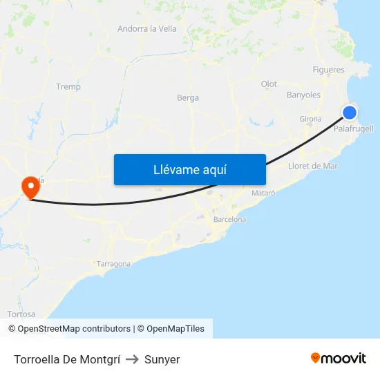 Torroella De Montgrí to Sunyer map