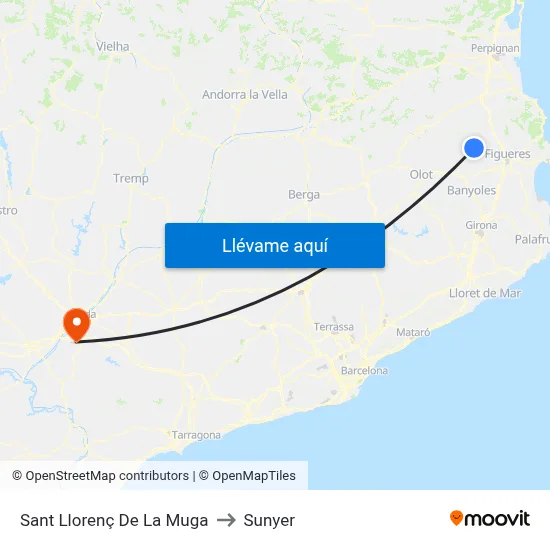 Sant Llorenç De La Muga to Sunyer map