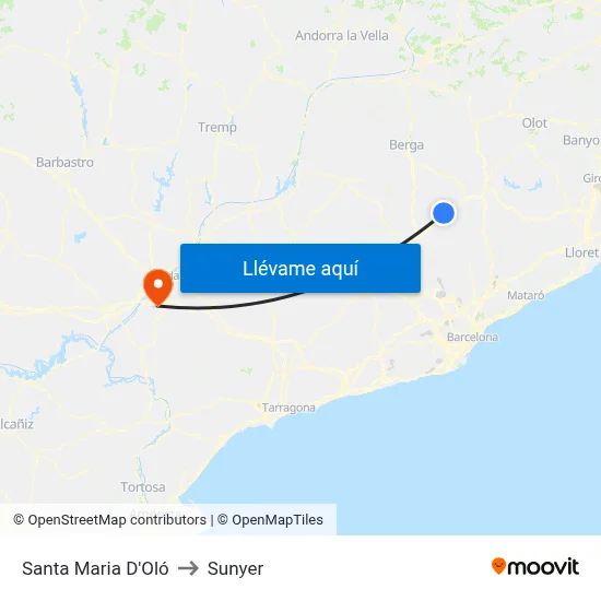 Santa Maria D'Oló to Sunyer map