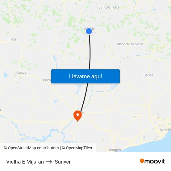Vielha E Mijaran to Sunyer map