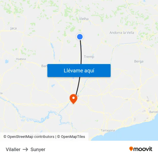 Vilaller to Sunyer map