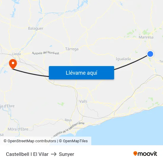 Castellbell I El Vilar to Sunyer map