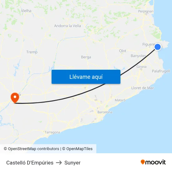 Castelló D'Empúries to Sunyer map
