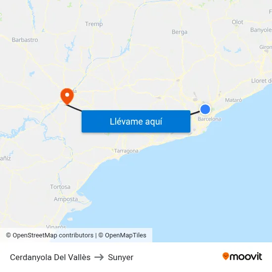Cerdanyola Del Vallès to Sunyer map