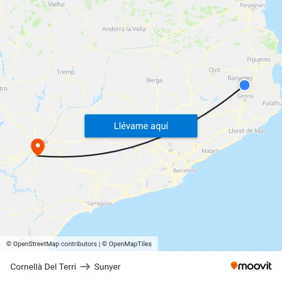 Cornellà Del Terri to Sunyer map