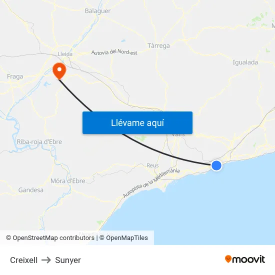 Creixell to Sunyer map