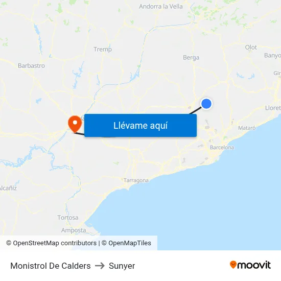 Monistrol De Calders to Sunyer map