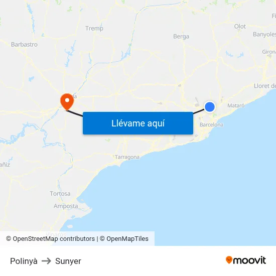 Polinyà to Sunyer map
