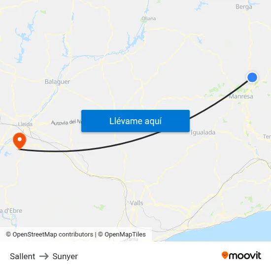 Sallent to Sunyer map