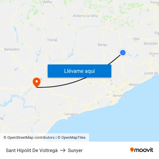 Sant Hipòlit De Voltregà to Sunyer map