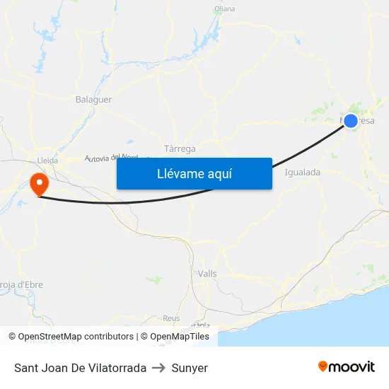 Sant Joan De Vilatorrada to Sunyer map