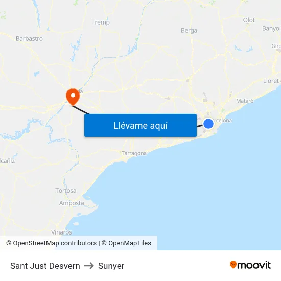 Sant Just Desvern to Sunyer map