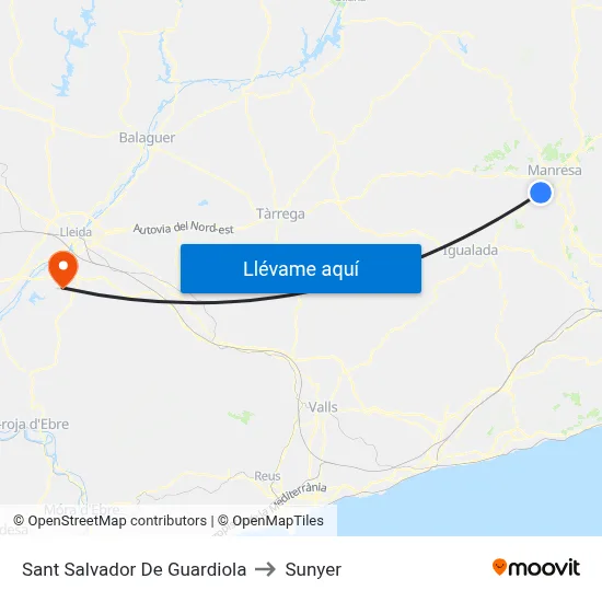 Sant Salvador De Guardiola to Sunyer map