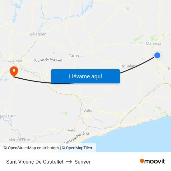 Sant Vicenç De Castellet to Sunyer map