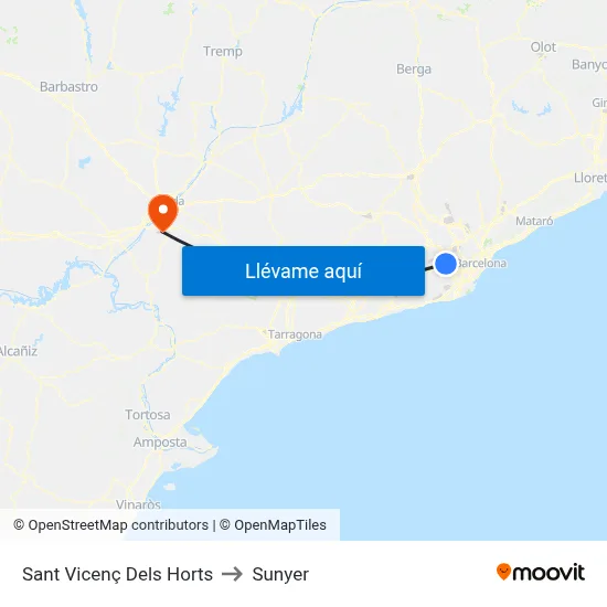 Sant Vicenç Dels Horts to Sunyer map