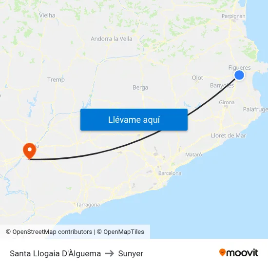 Santa Llogaia D'Àlguema to Sunyer map