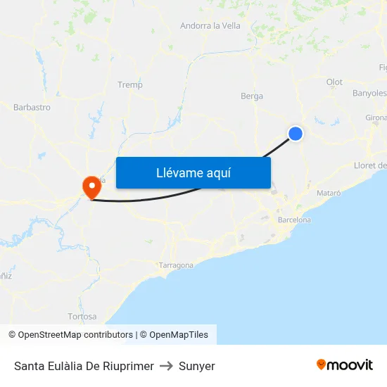 Santa Eulàlia De Riuprimer to Sunyer map