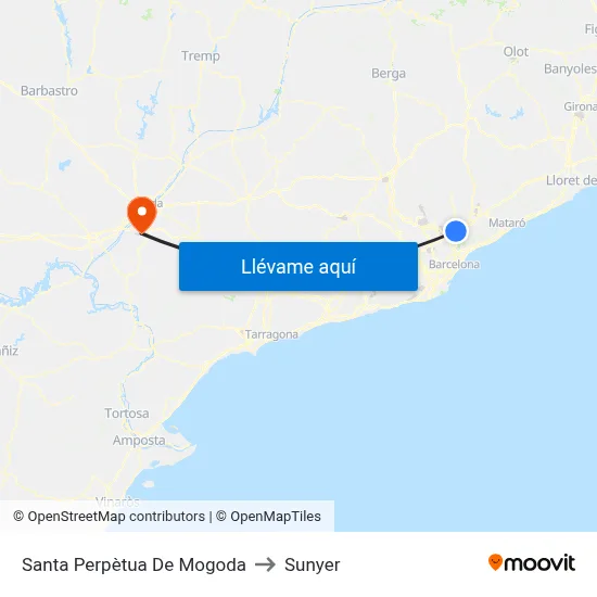Santa Perpètua De Mogoda to Sunyer map