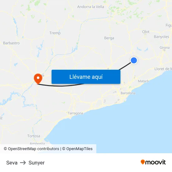 Seva to Sunyer map