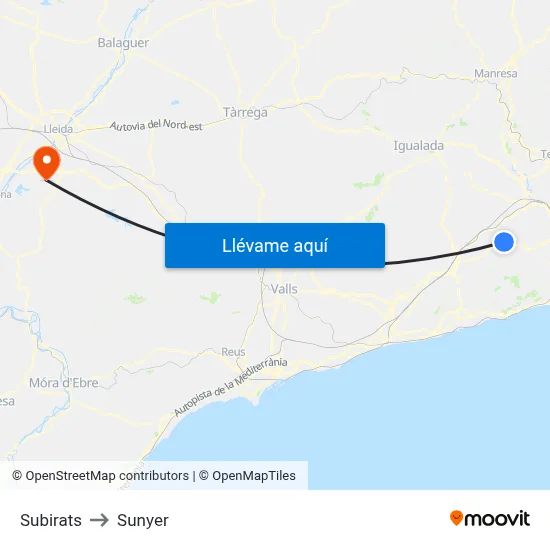 Subirats to Sunyer map