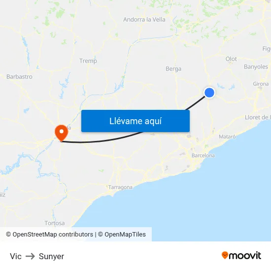Vic to Sunyer map