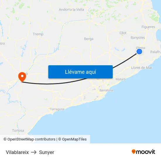 Vilablareix to Sunyer map