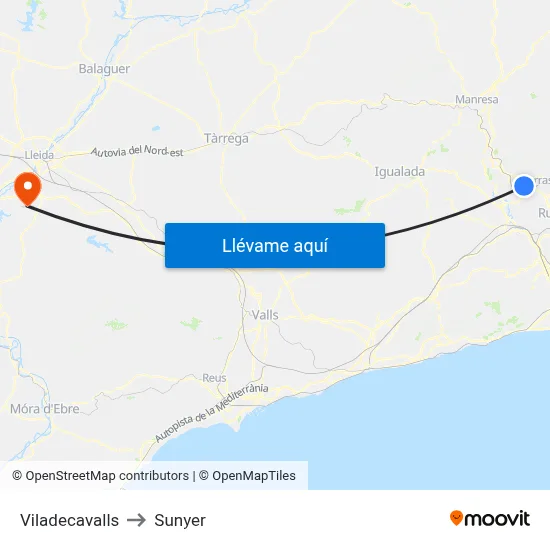 Viladecavalls to Sunyer map