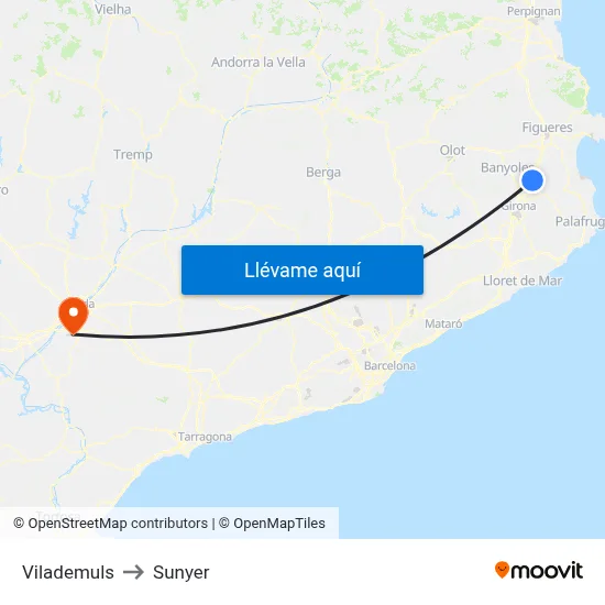 Vilademuls to Sunyer map