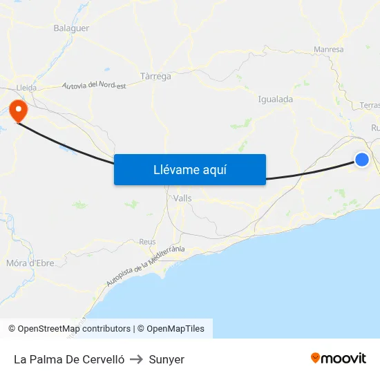 La Palma De Cervelló to Sunyer map