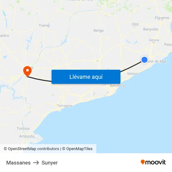 Massanes to Sunyer map