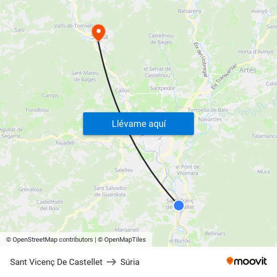 Sant Vicenç De Castellet to Súria map