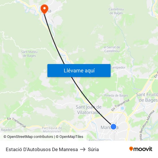 Estació D'Autobusos De Manresa to Súria map