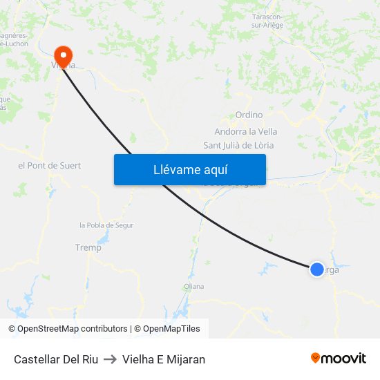 Castellar Del Riu to Vielha E Mijaran map