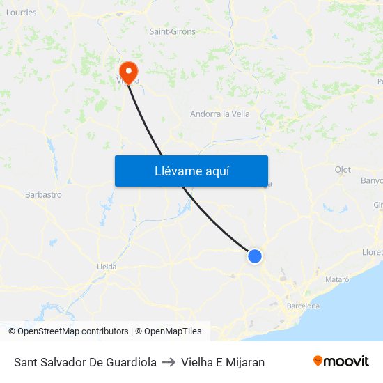 Sant Salvador De Guardiola to Vielha E Mijaran map
